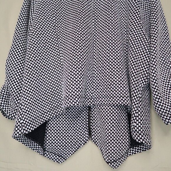Torrid Zip Up Knit Jacket Black and White Checker 3/4 Ruched Sleeves Women's 4X - Picture 8 of 11